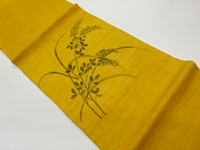 JAPANESE KIMONO / HIRAKI NAGOYA OBI FOR SUMMER / TSUMUGI / PLANT